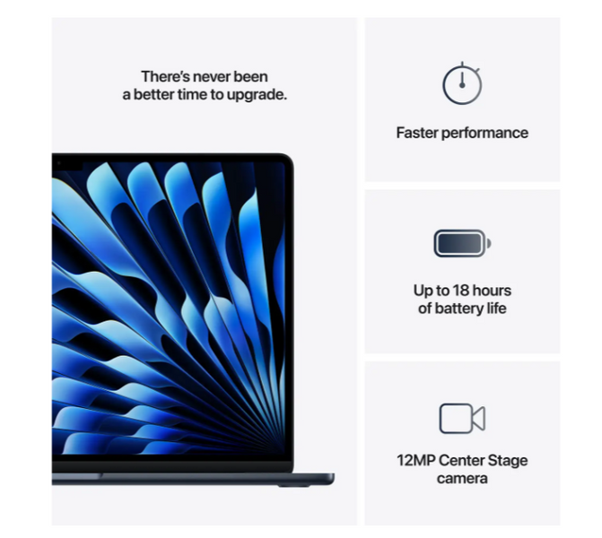Ноутбук APPLE MacBook Air 15.3" M4 24/512GB 2025 (MC6L4UA/A) Midnight MC6L4 фото